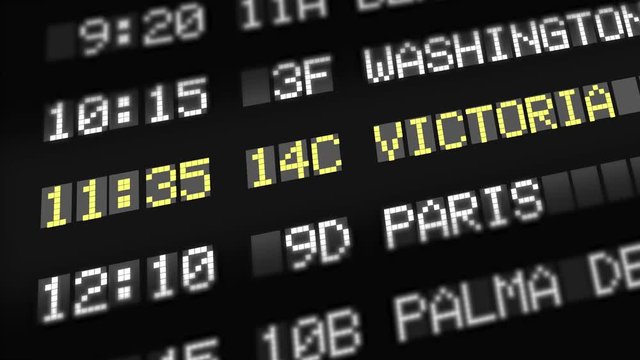 victoria - airport depature, arrival sign board