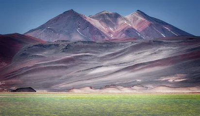Fotobehang Caichinque volcano from Salar de Talar, near Aguas Calientes, in the Antofagasta region, the northern limit of the Puna of Atacama, San Pedro de Atacama, Chile © jarcosa