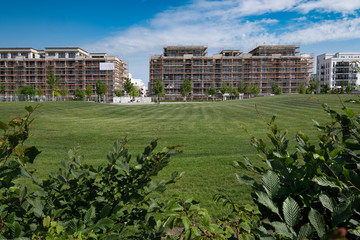 Fototapeta premium Baustelle in der Stadt bauen mit Zukunft