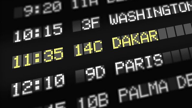 dakar - airport depature, arrival sign board