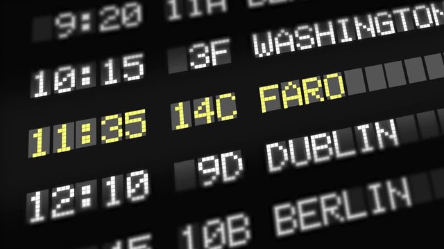 faro - airport depature, arrival sign board