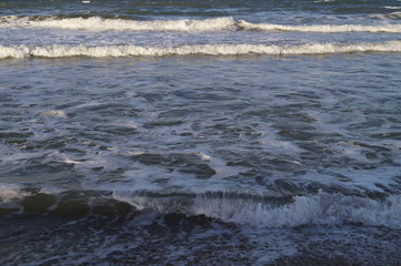 The colors of the Black Sea waves at twilight, Constanta, Romania

