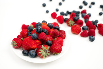 Big Pile of Fresh Berries Isolated on the White Background