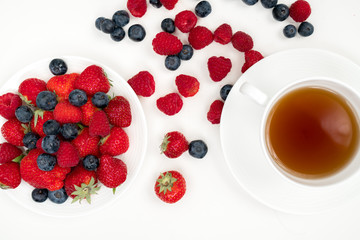 Big Pile of Fresh Berries Isolated on the White Background
