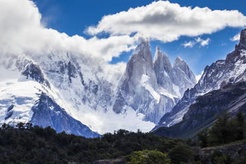 Cerro Torre Glacier & Lake an amazing view from Maestri mountain shelter, Patagonia, Argentina
