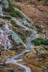 Stone stairs hiking fall landscape Norway