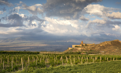 Khor Virap Monastery in a landscape of Armenia