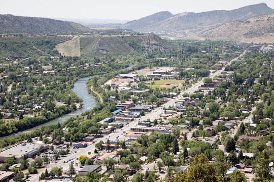 Durango, Colorado in the summertime with the haze of the 416 fire smoke on June 2nd, 2018
