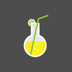 Flask With Cocktail. Biotechnology Startup Logo Template. Science Lab Logotype Logo. Food Technology Emblem. Vector.