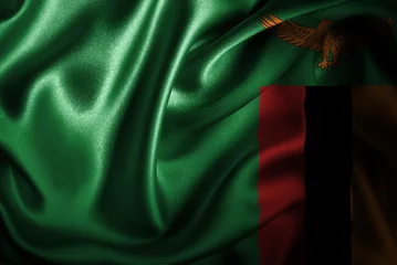 Foto op Aluminium Zambia Silk Satin Flag © intriceight