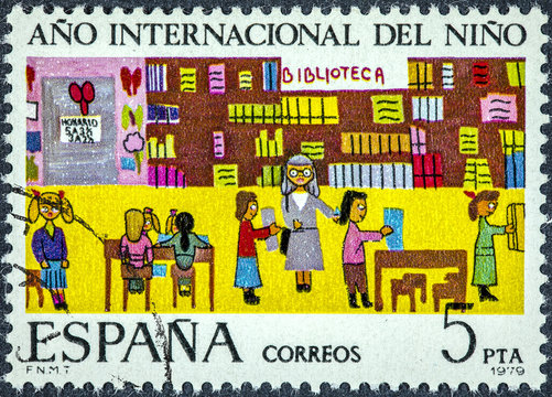 stamp printed in Spain shows International Year of the Child