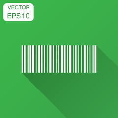 Barcode product distribution icon. Vector illustration with long shadow. Business concept barcode pictogram.