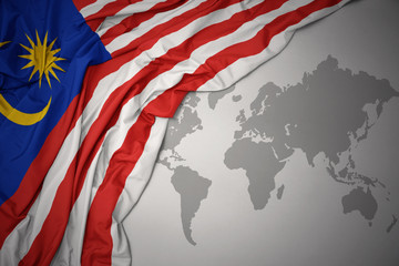 waving colorful national flag of malaysia.