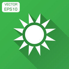 Sun vector icon. Summer sunshine illustration with long shadow. Sun sunlight concept.