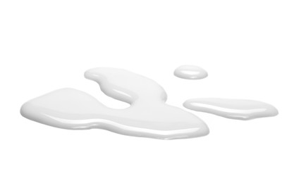 Spilled milk puddle isolated on white background and texture