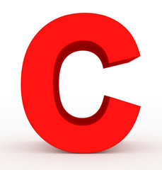 letter C 3d red isolated on white
