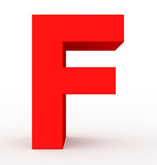 letter F 3d red isolated on white