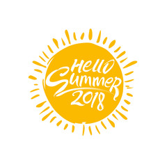 Solar symbol Summer 2018. Round vector template.
