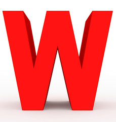 letter W 3d red isolated on white