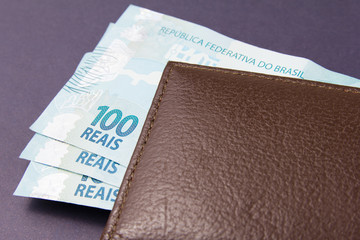 Notes of Real, Brazilian currency. Money from Brazil.