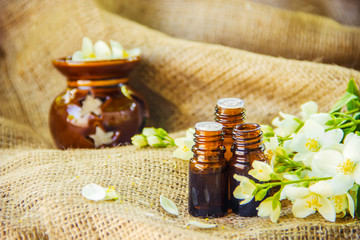 Jasmine essential oil. selective focus. 