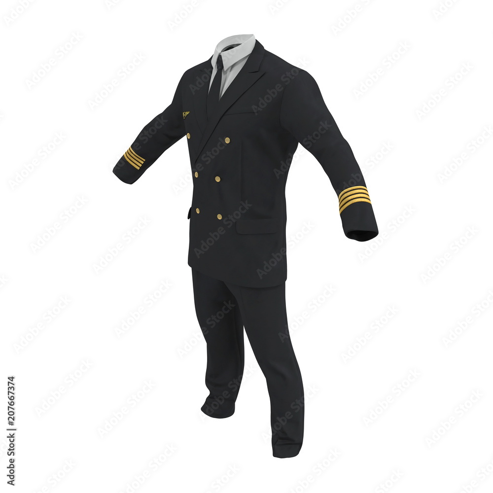 Wall mural Airline Pilot Uniform on white. 3D illustration