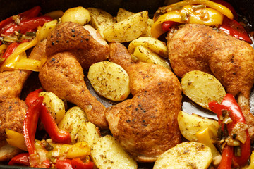 Chicken baked with vegetables