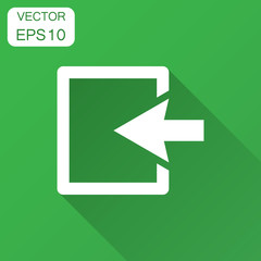 Entrance door in flat style. Exit doors illustration with long shadow. Doorway entrance concept.