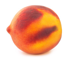 Fresh red and yellow peach fruit isolated on the white background with clipping path. One of the best isolated peaches that you have seen.