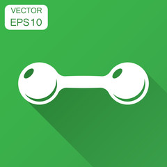 Dumbbell fitness gym in flat style. Barbell illustration with long shadow. Bodybuilding sport concept.