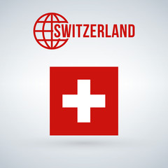 Obraz premium Switzerland flag vector illustration isolated on modern background with shadow.