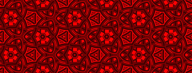 Seamless pattern with decorative ornament of red shades