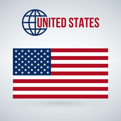 United States Flag, vector illustration isolated on modern background with shadow.