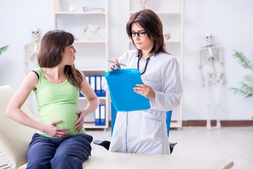 Fototapeta premium Pregnant woman visiting doctor for regular check-up
