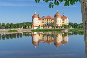 Obraz premium Barockschloss Schloss Moritzburg, Moritzburg, Sachsen, Deutschland, Wasserschloss