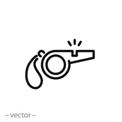 Referee whistle icon vector - obrazy, fototapety, plakaty