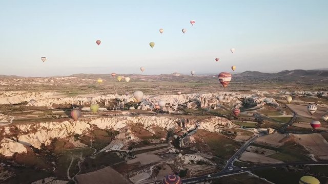 Airballons adove Kappadokya. Beautiful natural landscape  at the summer time