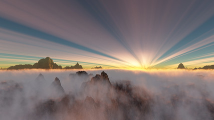 rays of sun during a magnificent sunset