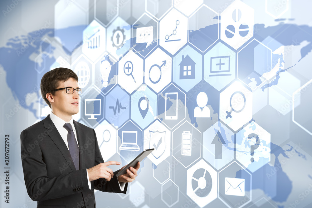 Poster technology, communication and analytics concept