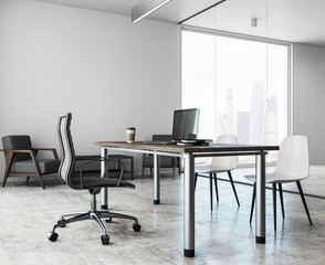 Concrete office interior with copy space