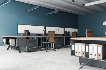 Side view of modern coworking interior