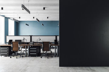 Clean coworking interior with copyspace