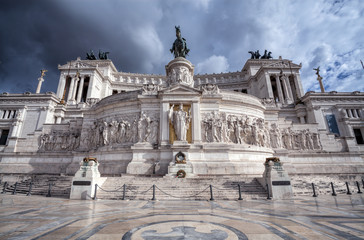Fototapeta na wymiar Altar of the Fatherland also known as the National Monument to Victor Emmanuel II in Rome, Italy. Rome architecture and landmark.