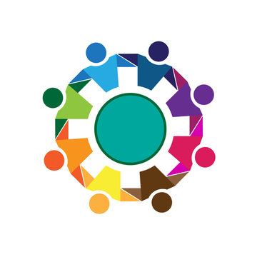 Logo teamwork hug unity business people 