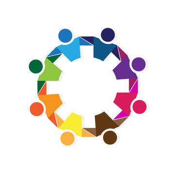 Logo teamwork hugging business people icon vector image