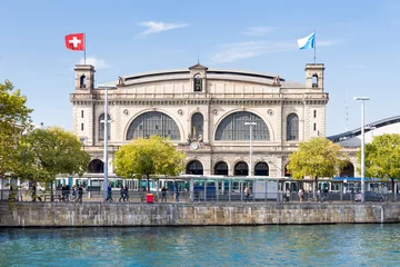 Fotobehang Treinstation Centraal station in Zürich, Zwitserland