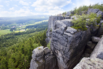 Szczeliniec Wielki in Stolowe Mountains National Park. Biggest tourist attraction of the Polish Sudetes
