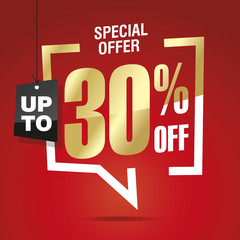 30 percent off sale isolated gold red sticker icon