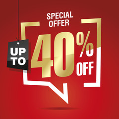 Naklejka premium 40 percent off sale isolated gold red sticker icon