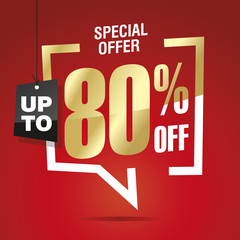 80 percent off sale isolated gold red sticker icon